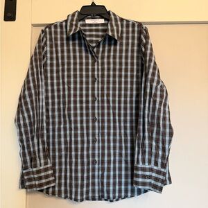 Button Down Blue and Brown Checkered Shirt
